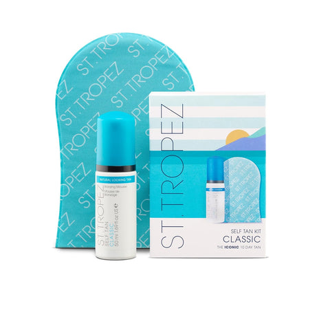 St.Tropez Self Tan Classic Mini Kit: Travel-Sized Bronzing Mousse and Tanning Applicator Mitt, Even & Natural, Vegan